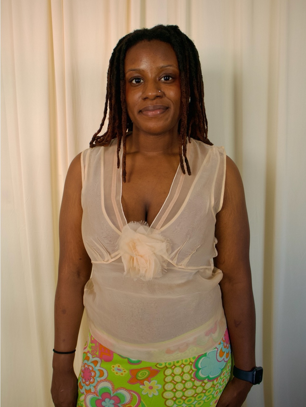 Peach silk chiffon top